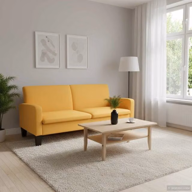 Divano a 3 Posti 180x65x76 cm Giallo 244713