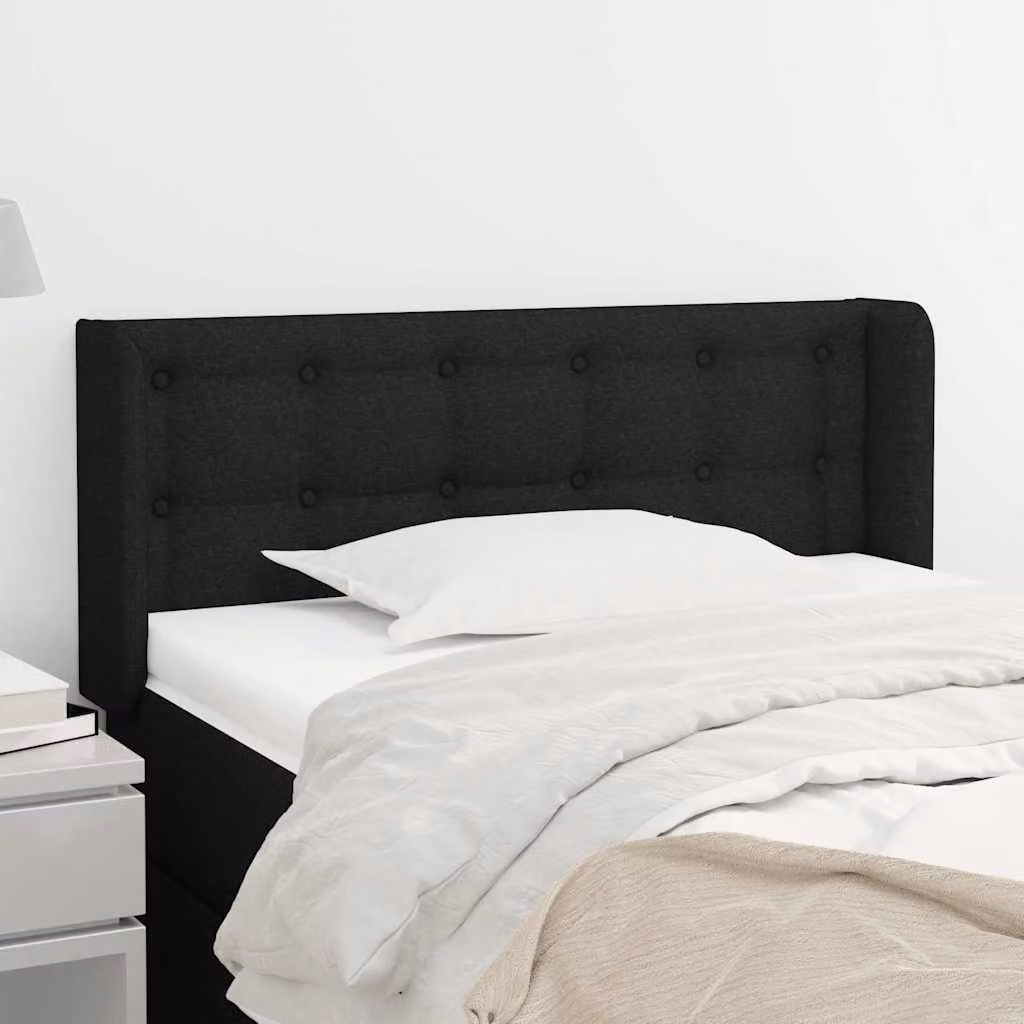 Testiera ad orecchio vidaXL in tessuto nero con struttura in legno L: 103 cm, P: 16 cm, H: 78-88 cm