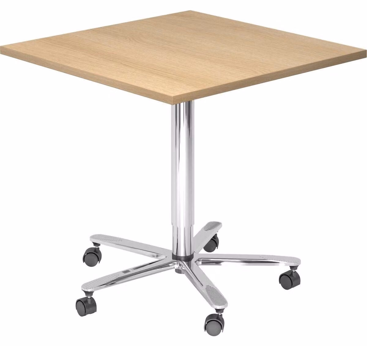 BISTRO 88Q C - Tavolo da riunione modulare 80 x 80, cromato e rovere