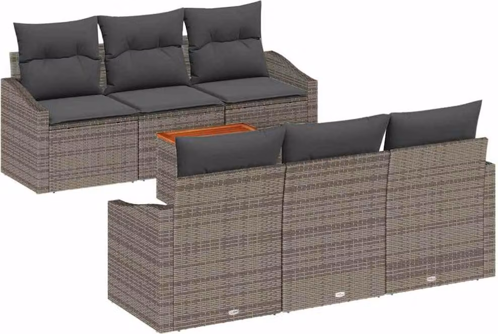 Set Divano da Giardino 7 pcs Grigio polyrattan