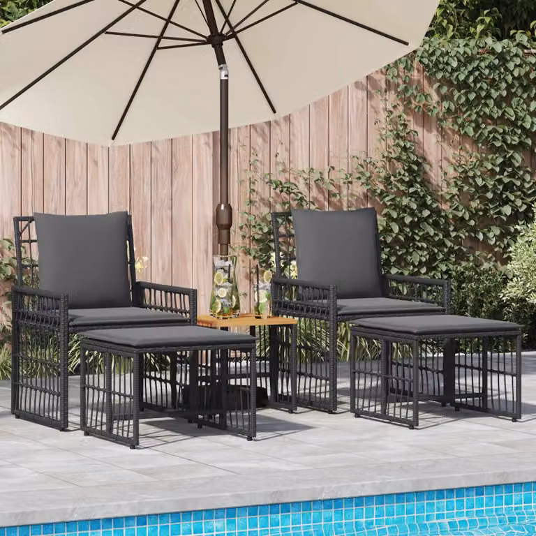 Maison Exclusive - Set di mobili da giardino, 5 pezzi, nero e grigio scuro