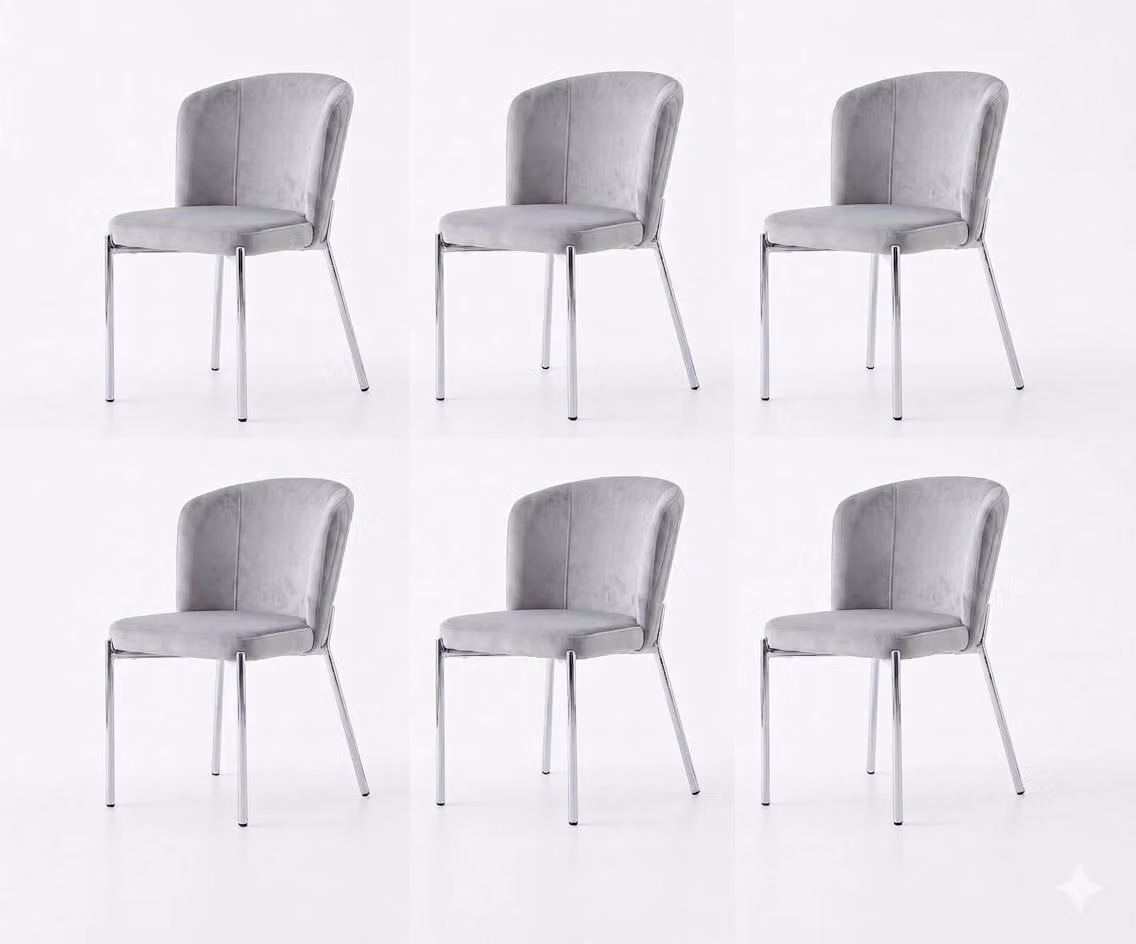 Set di 6 sedie Grigio Comode Moderne Eleganti Morbide Classiche