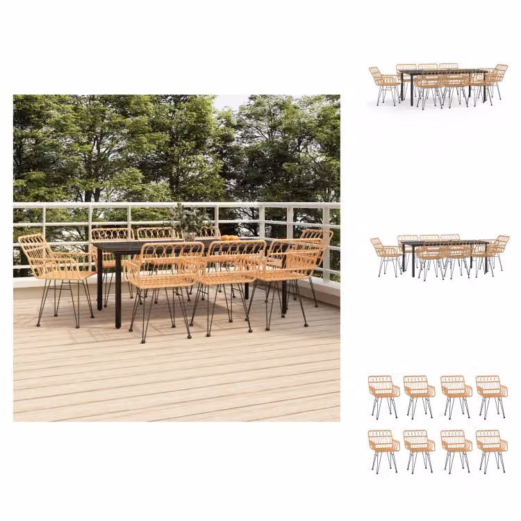 vidaXL Set da pranzo da giardino in rattan 9 pezzi - Set di mobili da giardino