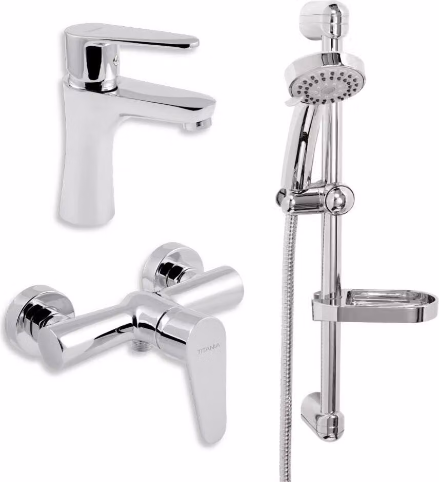 Novaservis Titania Fresh - Set di miscelatori per lavabo e doccia con accessori, cromo SADA96061