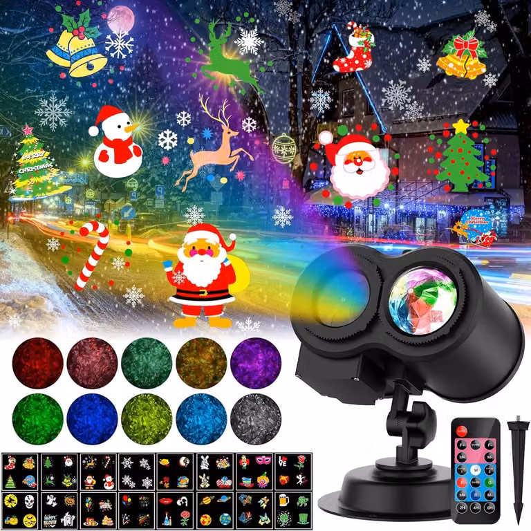Proiettore con 16 motivi e 10 colori, effetto onda d'acqua, grado di protezione IP44