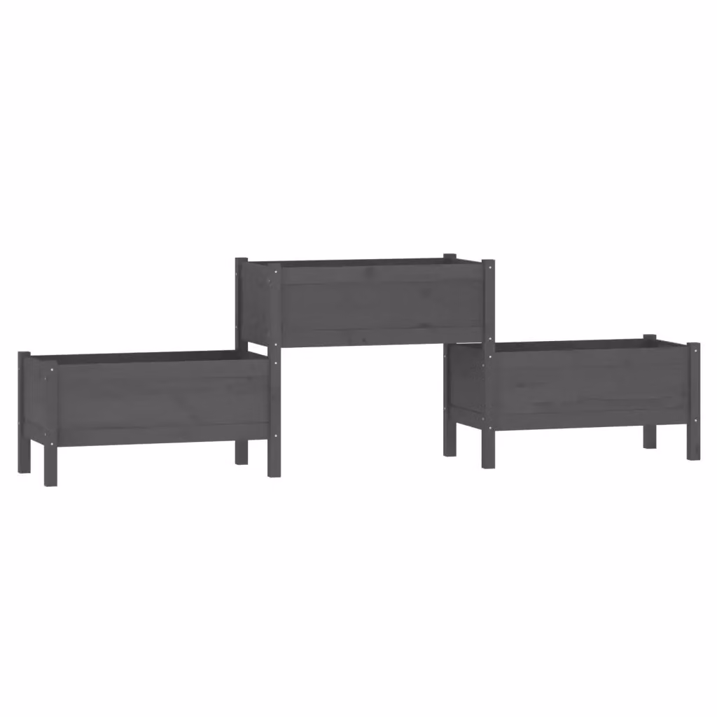 L/P/H: 245,5 x 44 x 75 cm Fioriera Design Mania in Legno Massello di Pino Grigia per Orto e Giardino – 2