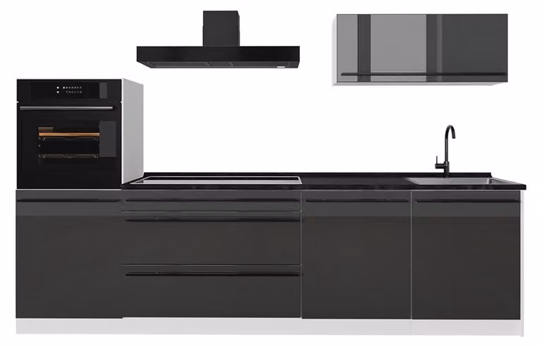 Cucina componibile Vicco R-Line Antracite lucido/Bianco 280 cm piano di lavoro Antracite, Model 67678