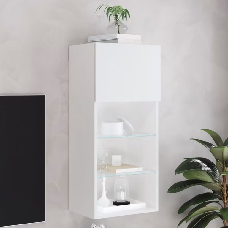 Mobile TV moderno vidaXL con luci LED bianco L: 40,5 cm, P: 30 cm, H: 90 cm