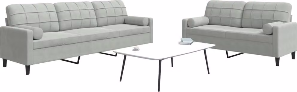 Maison Exclusive - Set divano a 2 posti con cuscini e poggiatesta in velluto grigio chiaro