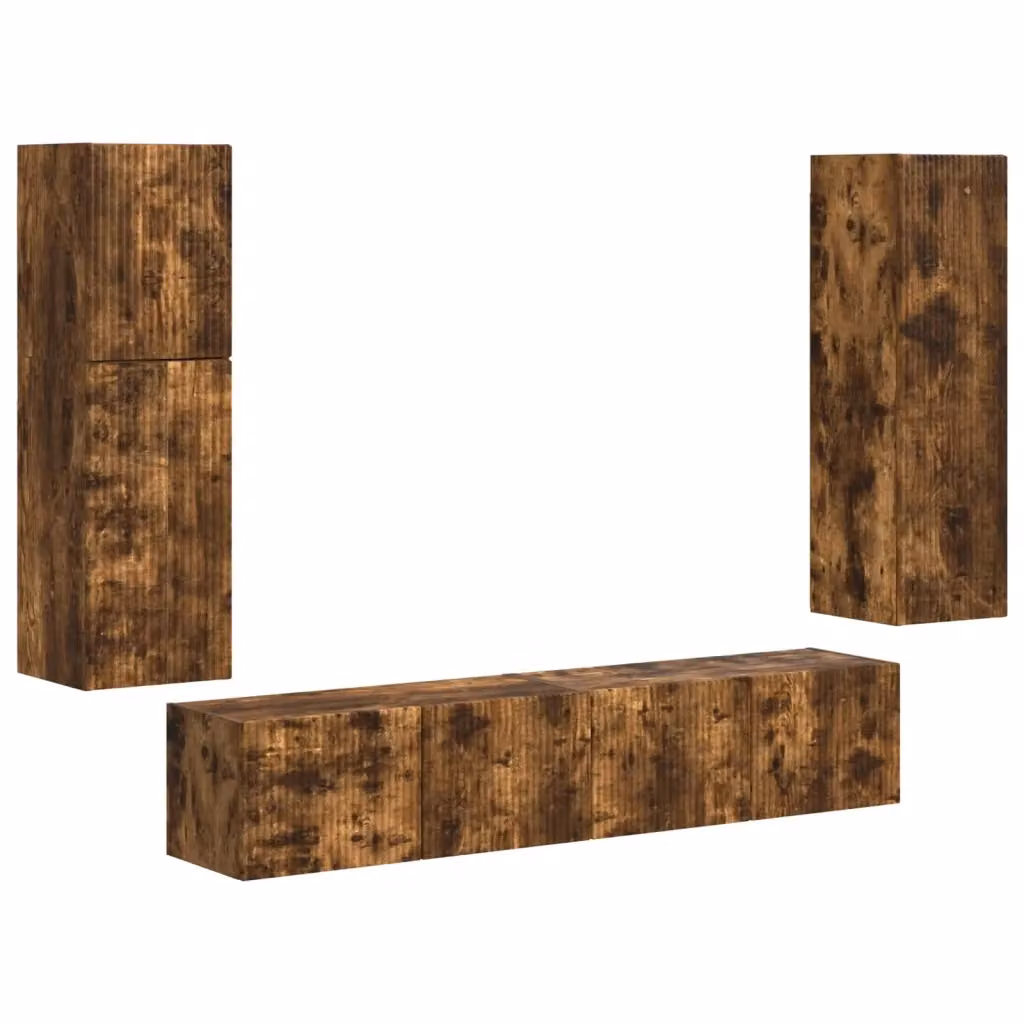 Set mobile TV moderno vidaXL in legno MDF color rovere fumé marrone – 2