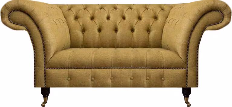 Gelb Chesterfield Zweisitzer Sofa Couch Wohnzimmer Möbel Luxus Polster Textil
