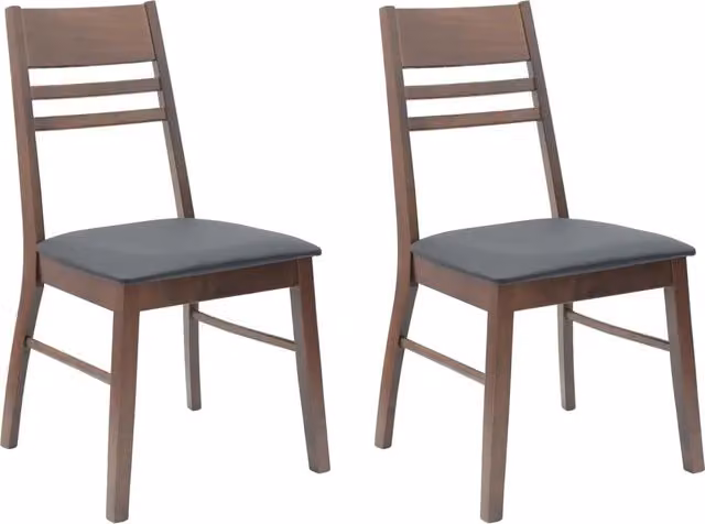 Set di 2 sedie da pranzo moderne in ecopelle marrone e legno di gomma L/P/H: 43 x 54 x 89 cm
