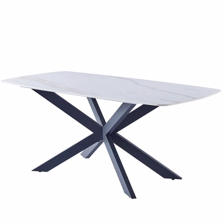CasaDolce, Tavolo da pranzo Kalena, 180x90 cm, marmo bianco, struttura in metallo