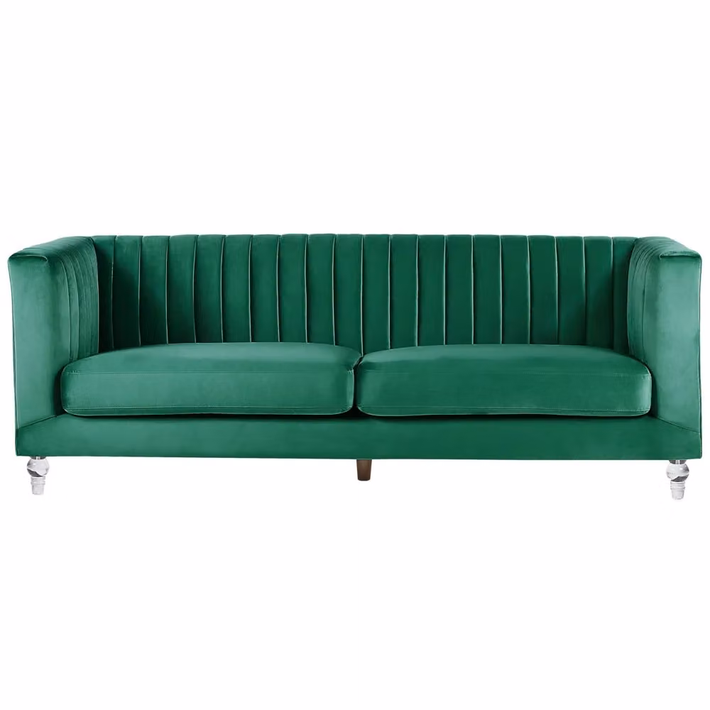 Divano Beliani a 3 posti in velluto verde stile moderno per il tuo soggiorno L: 204 cm, P: 78 cm, H: 75 cm – 2