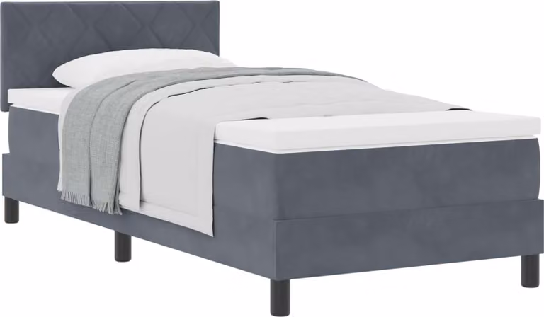 Letto a molle con materasso Grigio scuro 100 x 200 cm Velluto