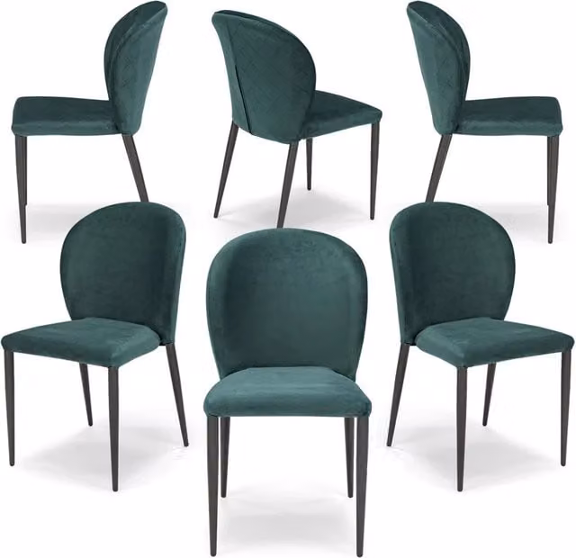 Set di 6 sedie da pranzo imbottite in velluto Redokasa con design moderno e gambe in metallo per cucina e sala da pranzo