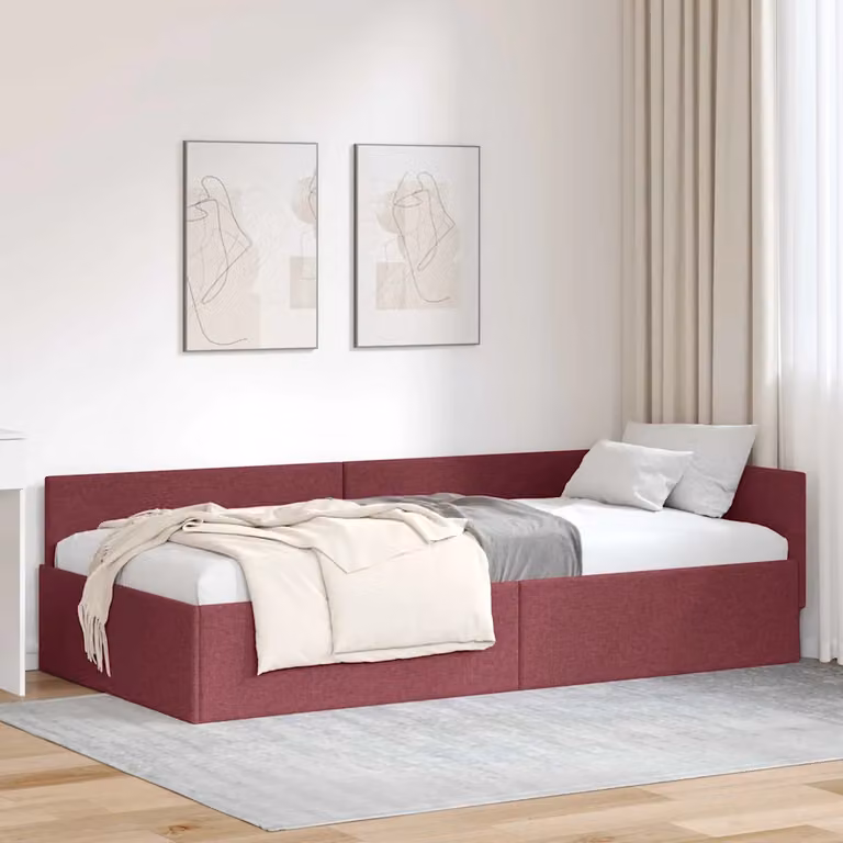 Letto con cornice imbottita in tessuto rosso vidaXL L 200 x P 90 x H 94 cm