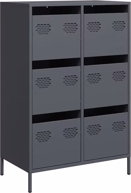 Credenza Buffet Antracite in Metallo con Finitura Opaca L: 68 cm, P: 39 cm, H: 101,5 cm