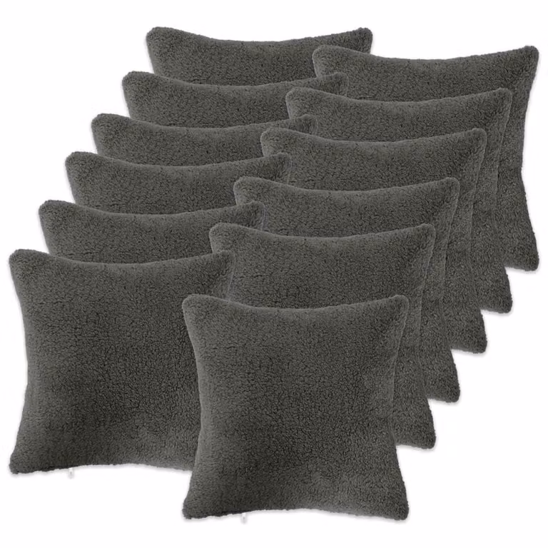 Set di 12 federe vidaXL HEERLEN Grigio, tessuto bouclé, L 50 cm x P 50 cm