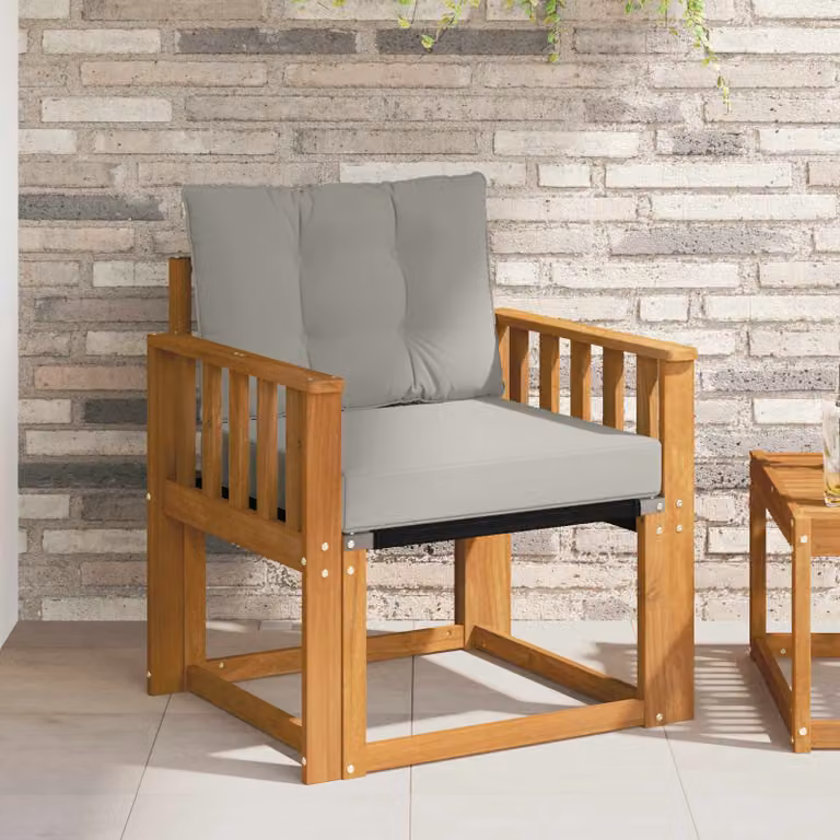 Divano da esterno moderno vidaXL in legno di acacia trattato con cuscini in tessuto textilene grigio e marrone