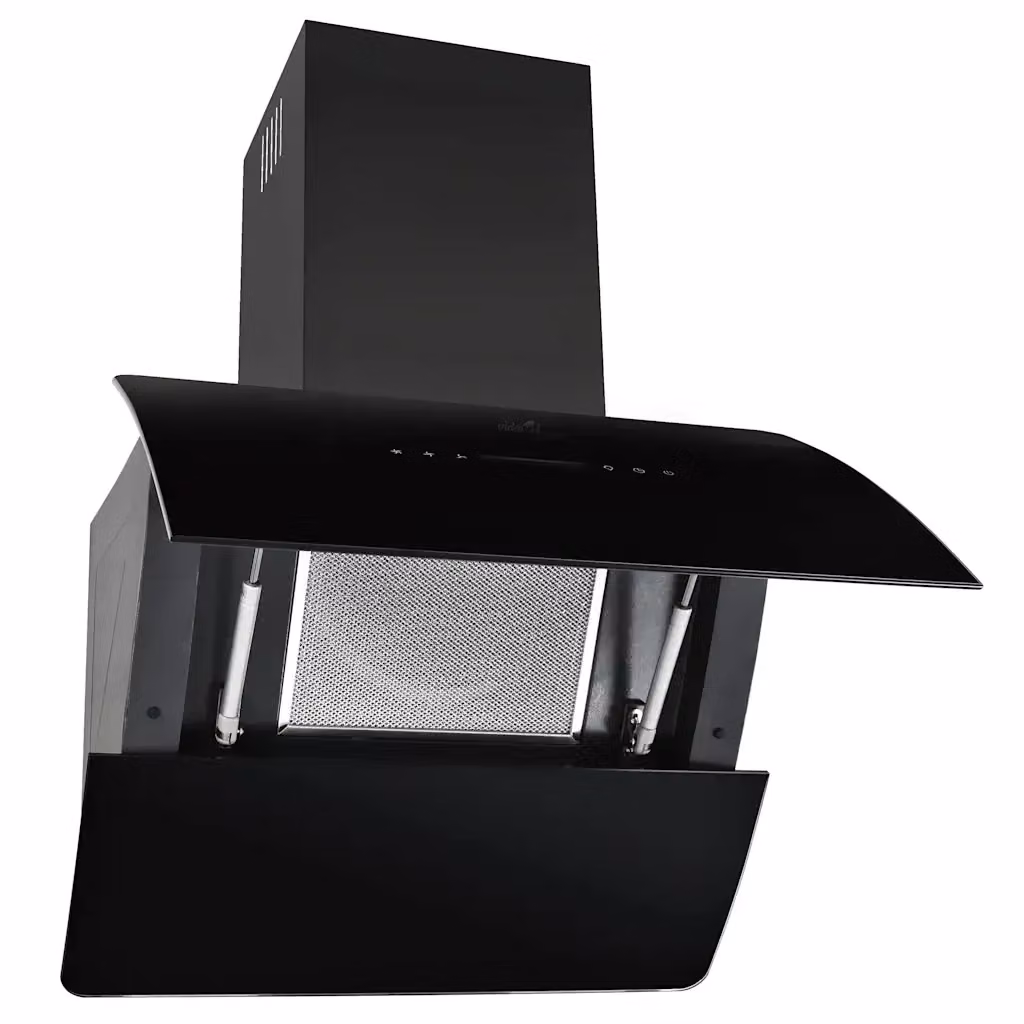 Cappa aspirante a muro vidaXL in acciaio inox e vetro, colore nero, con aspirazione o ricircolo, portata 756 m³/h, L: 60 cm – 2
