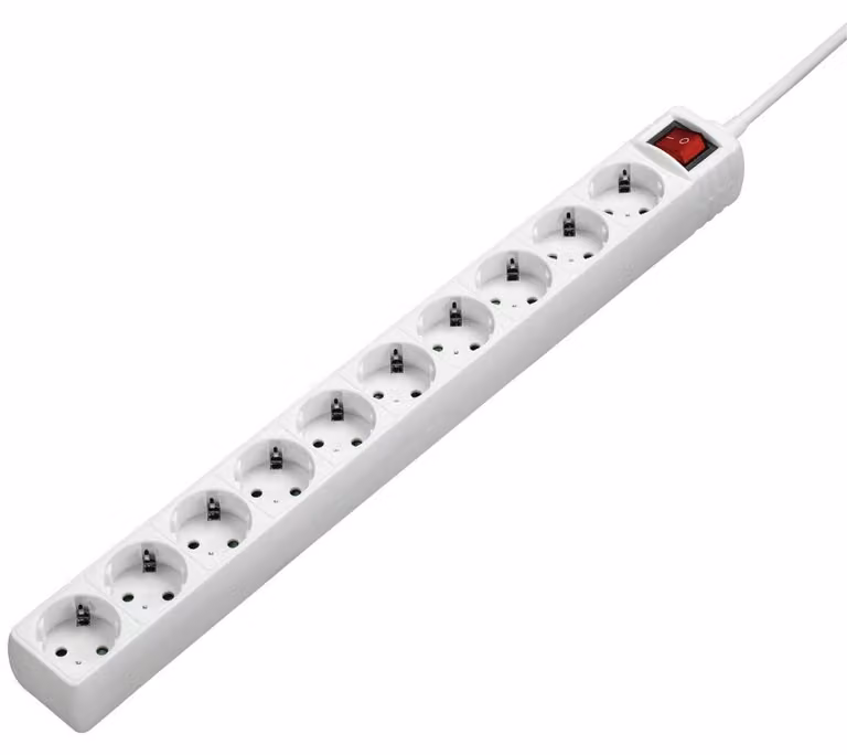 Hama 10 prese con interruttore Presa multipla 3 M Argento Taglia unica / Spina UE 220V Argento Taglia unica