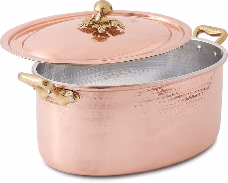 Casseruola ovale in rame con coperchio linea Michael's Range, diam. 31 cm