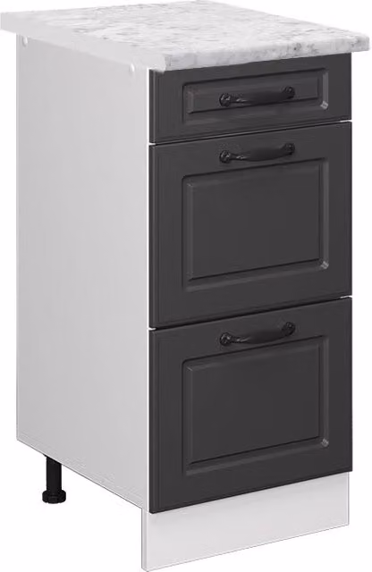 Mobiletto base per cucina R-Line Antracite rustico/Bianco 40 cm PL Marmo Vicco
