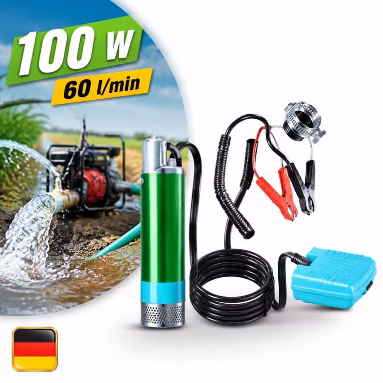 Pompa elettrica per acqua, 24V, 100W, 60 litri/minuto, in alluminio, compatibile con batteria Makita 18V, portata fino a 4-6 metri