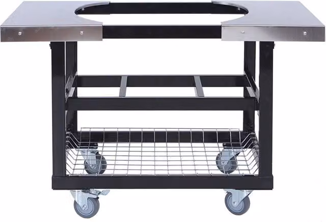 Carrello con ruote Napoleon in acciaio nero per barbecue Kamado Primo Large ed X-Large con vano porta carbone