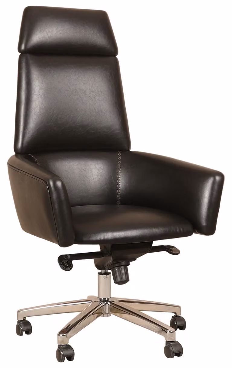 Schwarzer ergonomischer Bürostuhl aus Kunstleder im modernen Design