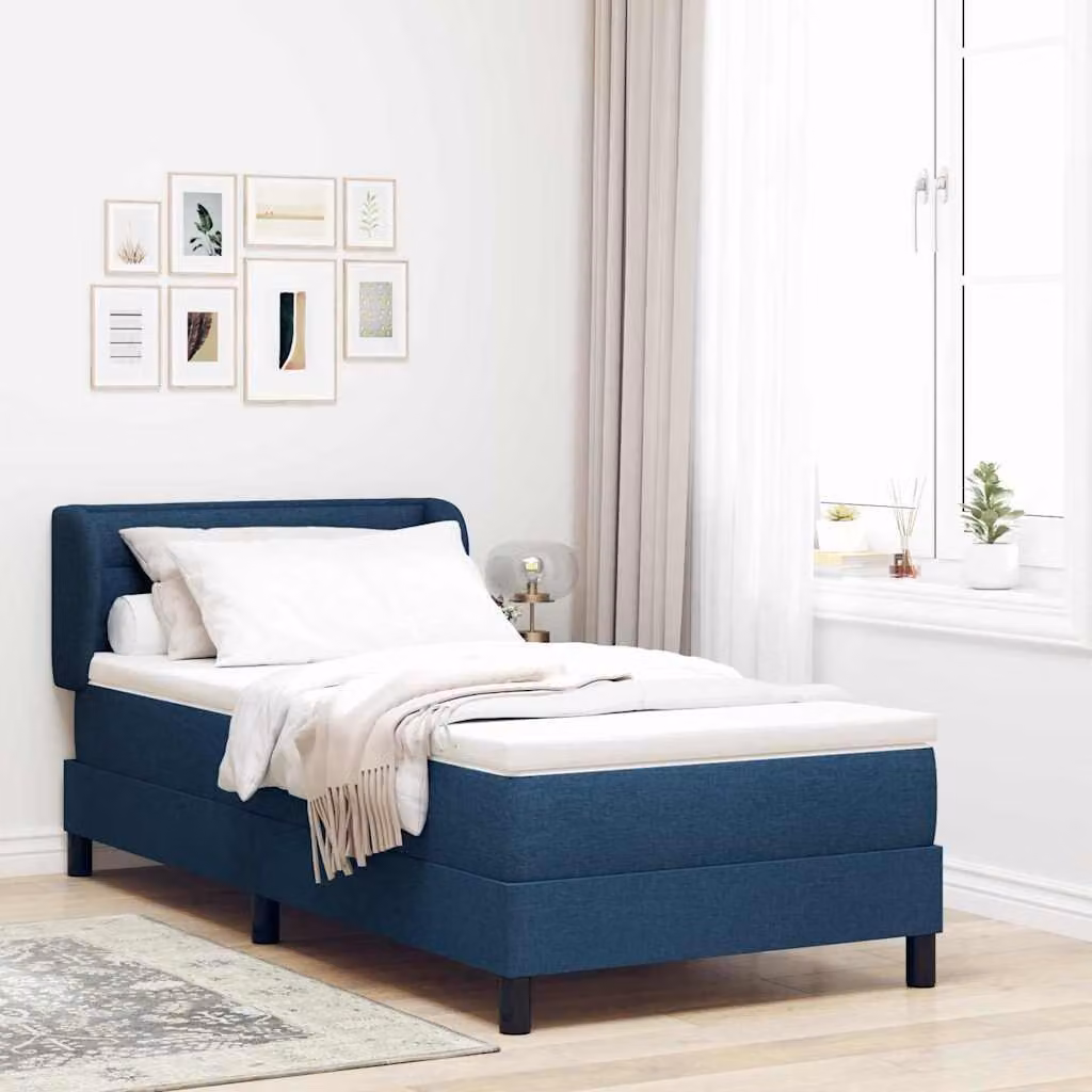 Maison Exclusive - Letto boxspring con testiera blu 90 x 190 cm in tessuto