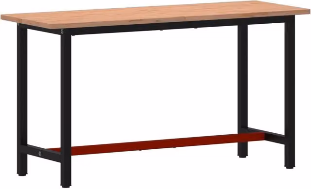 Banco da Lavoro in Legno Massello di Faggio e Metallo Multicolore L/P/H: 150 x 55 x 81,5 cm