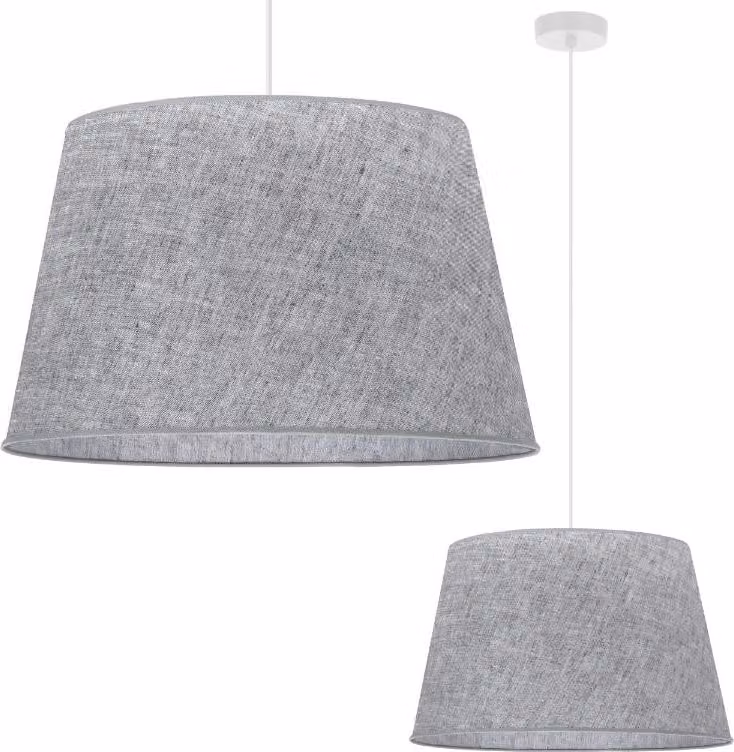 Lampada a sospensione Len cono bianco 1 luce paralume grigio L03 44cm