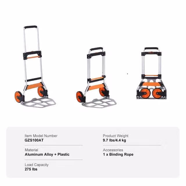 Carrello a mano pieghevole, carrello spesa portatile, manico allungabile