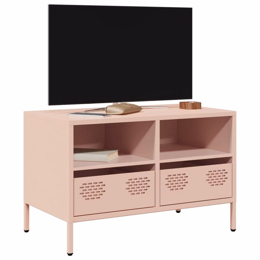 Mobile TV vidaXL Rosa in Acciaio Laminato a Freddo L: 68 cm, P: 39 cm, H: 43,5 cm