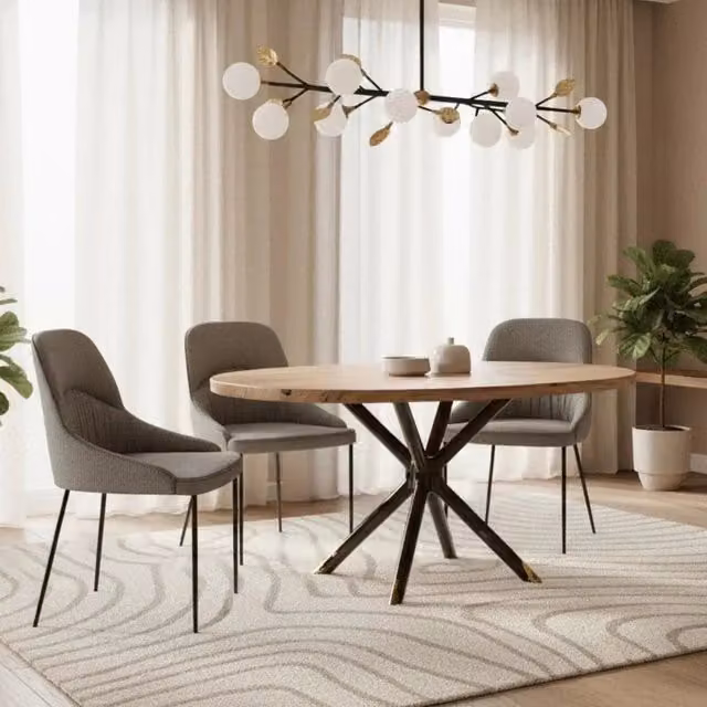 Set di 4 sedie da pranzo imbottite Harmony in tessuto grigio e struttura in metallo nero Duzzle