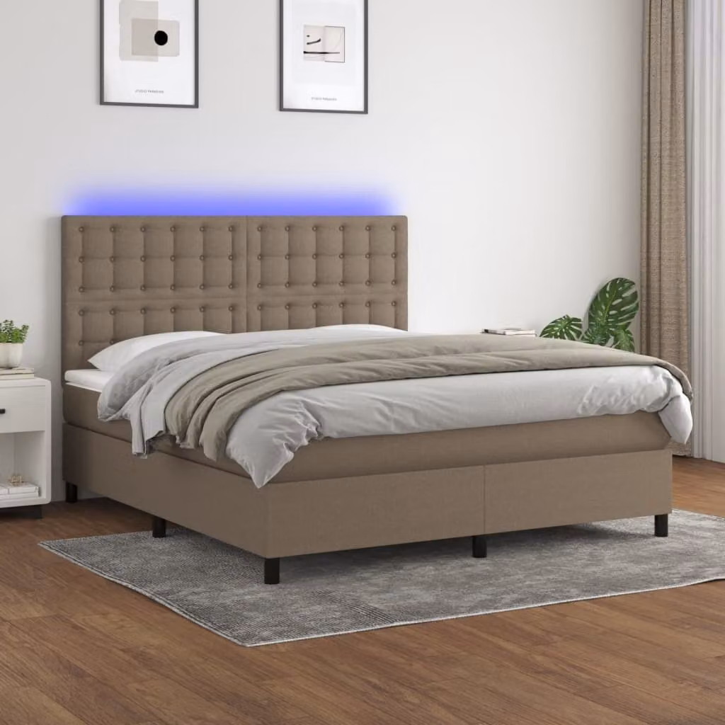Maison Exclusive - Letto a Molle con Materasso e LED Tortora 180x200 cm in Tessuto