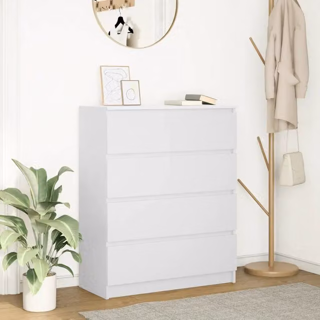 Credenza bianca minimalista vidaXL in MDF da appendere al muro L: 80 cm, P: 35 cm, H: 99 cm