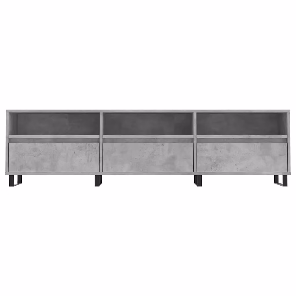 Mobile TV moderno HELLOSHOP26 con vani portaoggetti per soggiorno e camera da letto, colore grigio, in legno composito e metallo, L: 150 cm, P: 30 cm, H: 44,5 cm – 2
