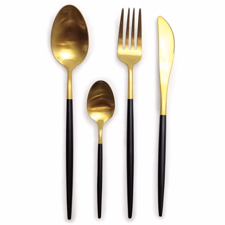 GUSTO CASA Servizio posate Makeda in acciaio inox 24 pezzi Gold & Black opaco