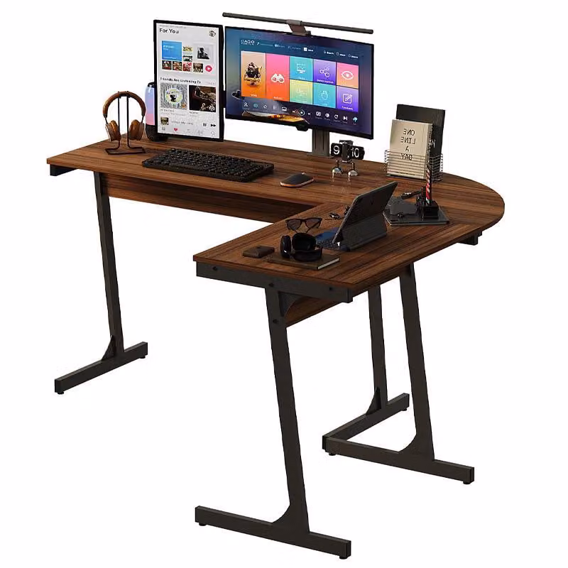 Scrivania Da Computer Angolare 148 Cm – Moderna, Stile Industriale | Marrone Scuro
