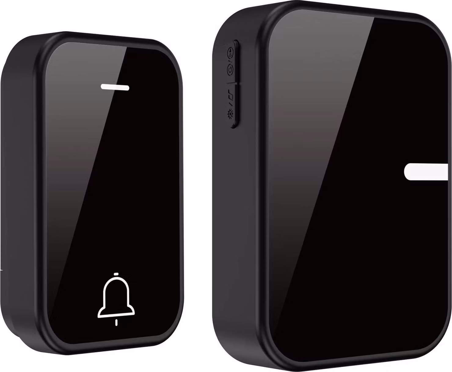 Set campanello wireless ZELURXX senza batteria, modalità di apprendimento, 38 melodie, 0-105 dB, impermeabile IP68, portata 180 m, nero, un trasmettitore, un ricevitore