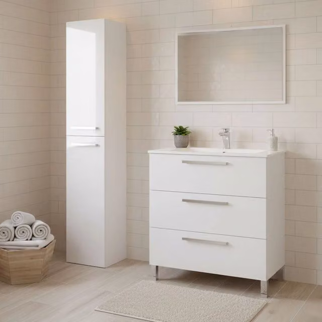 Berici, set Mobili Bagno Specchio Incluso, Bianco Lucido
