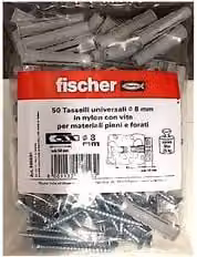 Fischer Kit di 50 Tasselli Universali in Nylon da 8 mm con Viti a Croce da 50 mm – 1