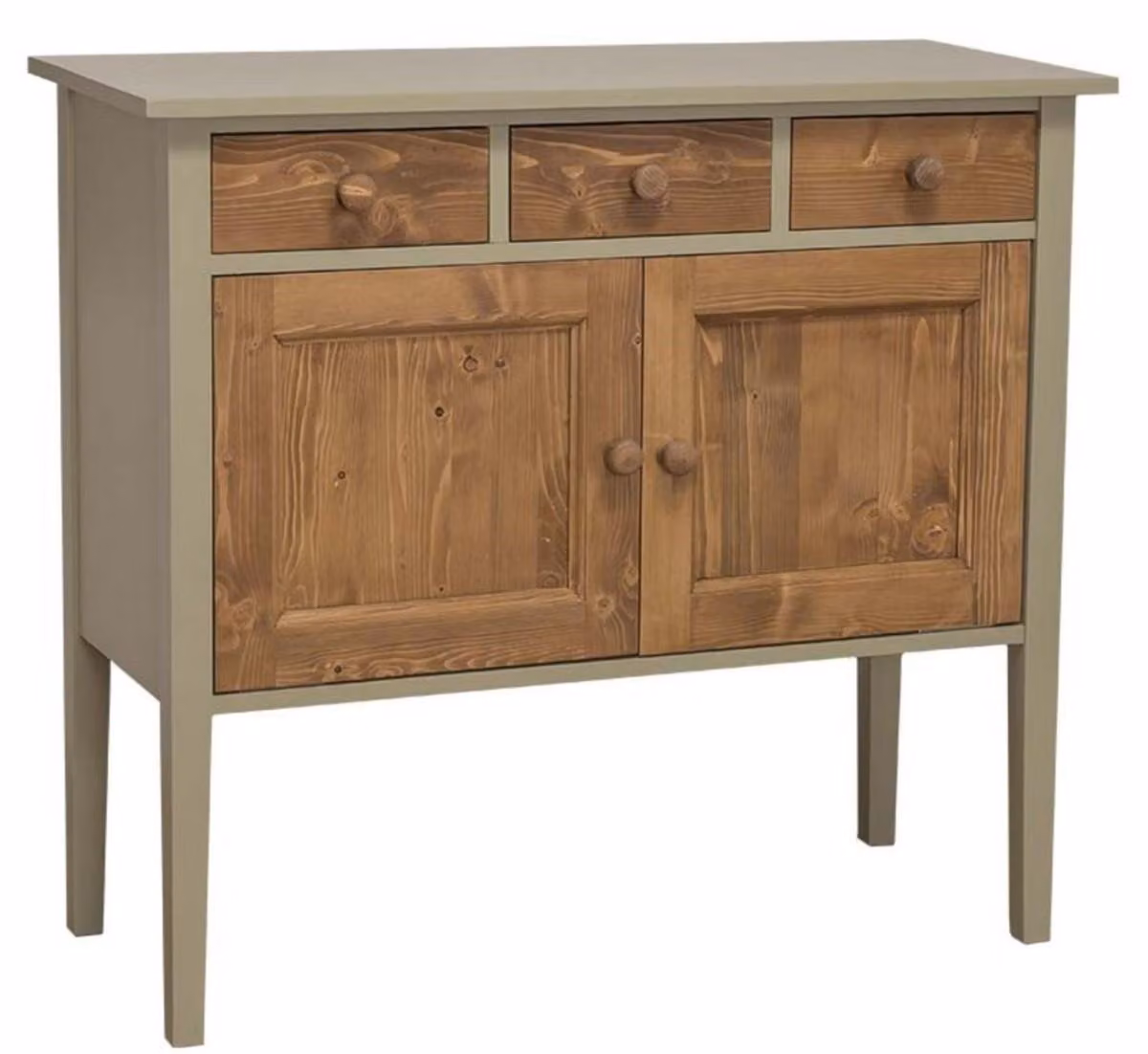 Casa Padrino cassettiera in stile country con 3 cassetti e 2 ante verde/marrone 100 x 41 x h. 90 cm - Mobili in stile country