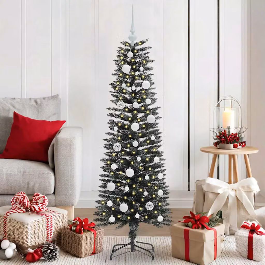 Albero di Natale artificiale moderno vidaXL verde con 150 LED luce bianca calda, Altezza: 120 cm