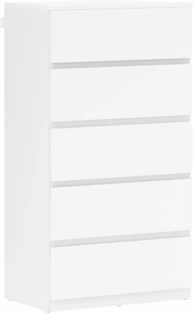Cassettiera Moderna a 5 Cassetti Mobiletto Salvaspazio per Casa e Camera da Letto Bianco 55 cm x 34 cm x 100 cm