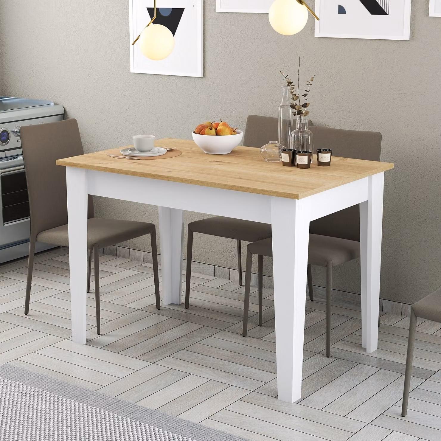 Skye Decor, Kiev 512 - Bianco, Rovere, Tavoli, Tavoli da cucina, Bianco, 110 x 75 x 72 cm