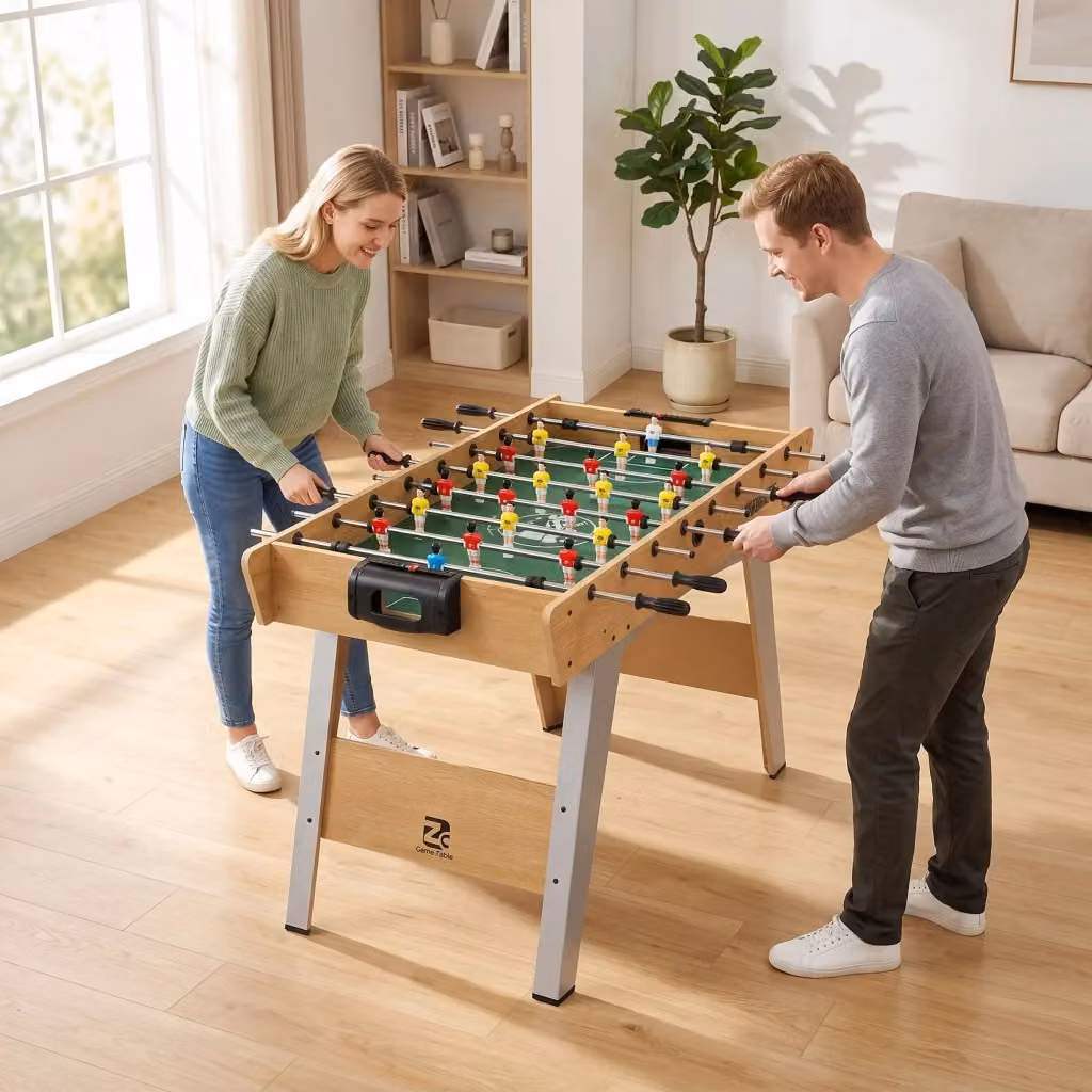 Calcio Balilla GIORDANOSHOP per 2 Giocatori in Legno con Segnapunti Manuali, Colore Verde e Grigio, L: 121 cm, P: 87 cm, H: 77 cm – 2